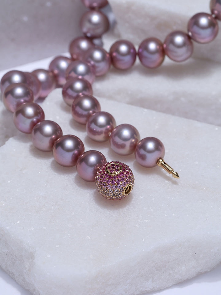 Top Grade 18k Gold Purple Edison Pearl Necklace KN00426