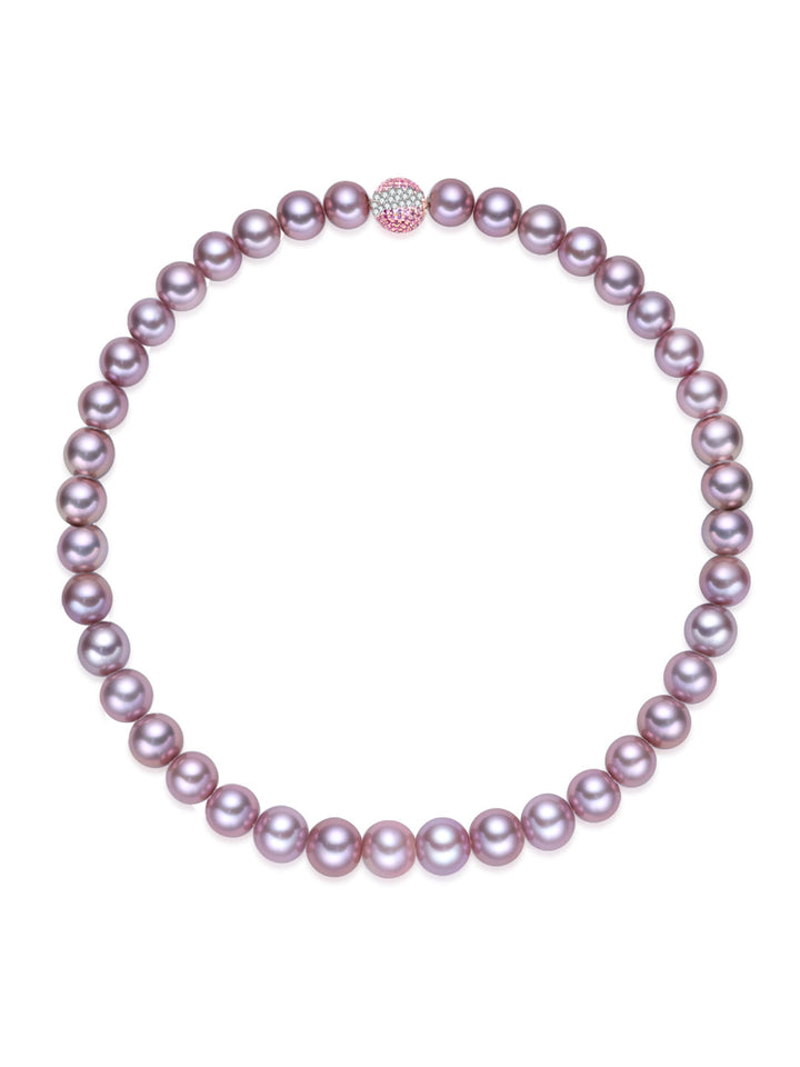 Top Grade 18k Gold Purple Edison Pearl Necklace KN00426