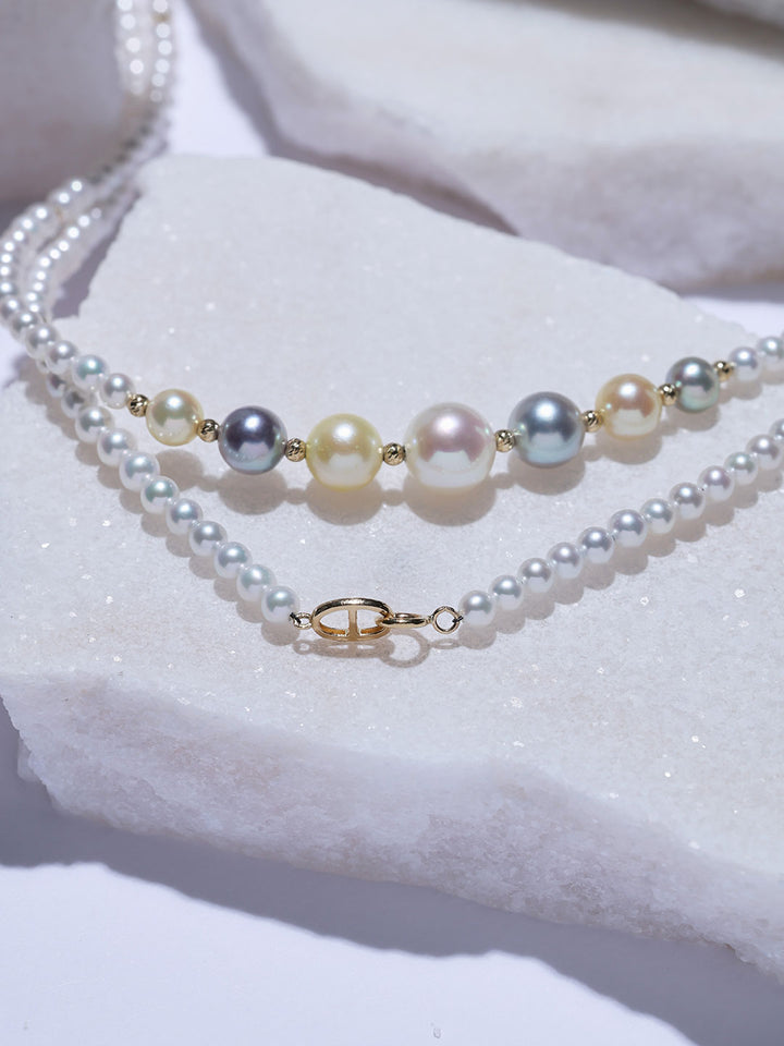 Top Lustre 18k Solid Gold Saltwater Pearl Necklace KN00428 | HARMONY
