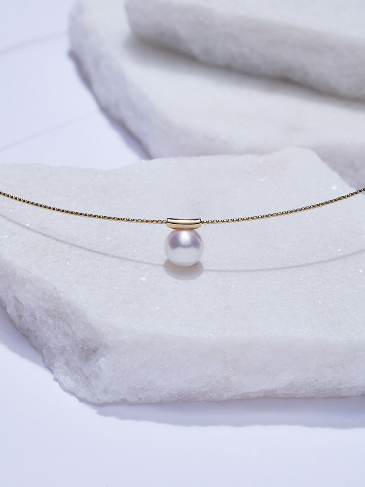 Top Grade 18K Solid Gold Akoya Pearl Necklace KN00429