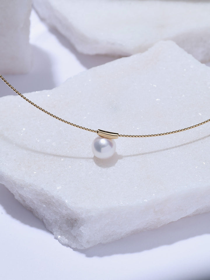 Top Grade 18K Solid Gold Akoya Pearl Necklace KN00429