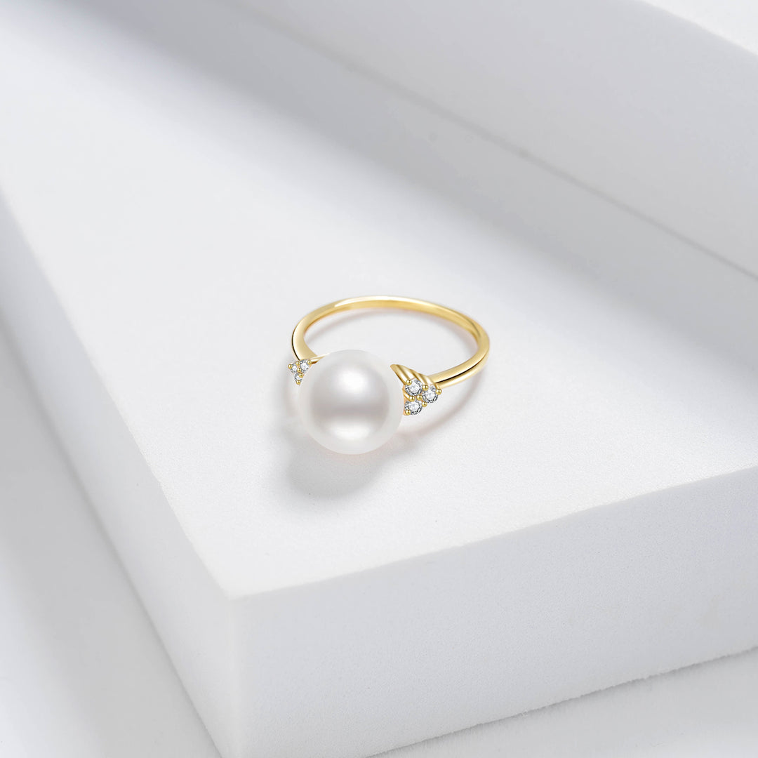 Bague en perle d'eau douce en or 18K KR00133 | ÉTOILÉ