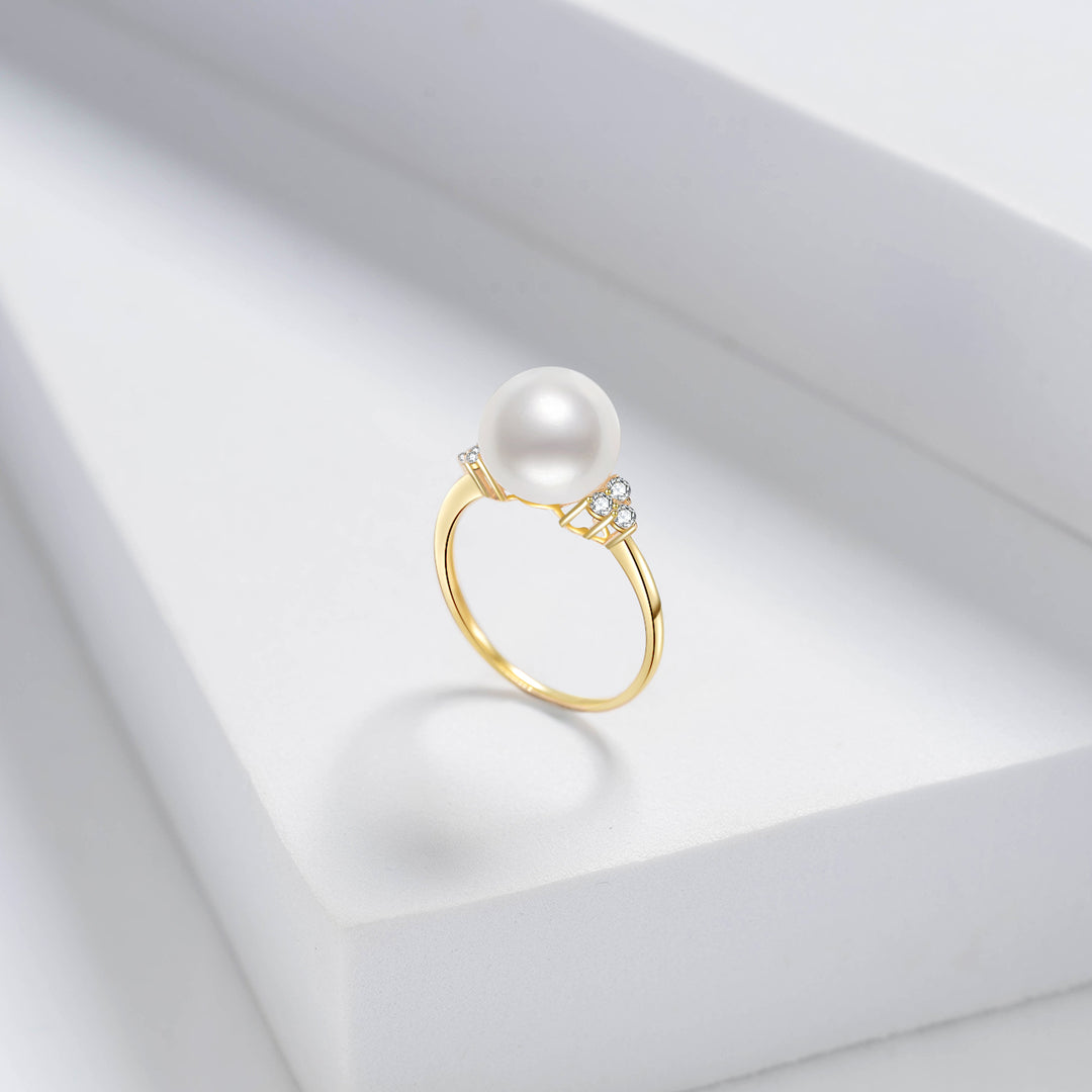 Bague en perle d'eau douce en or 18K KR00133 | ÉTOILÉ