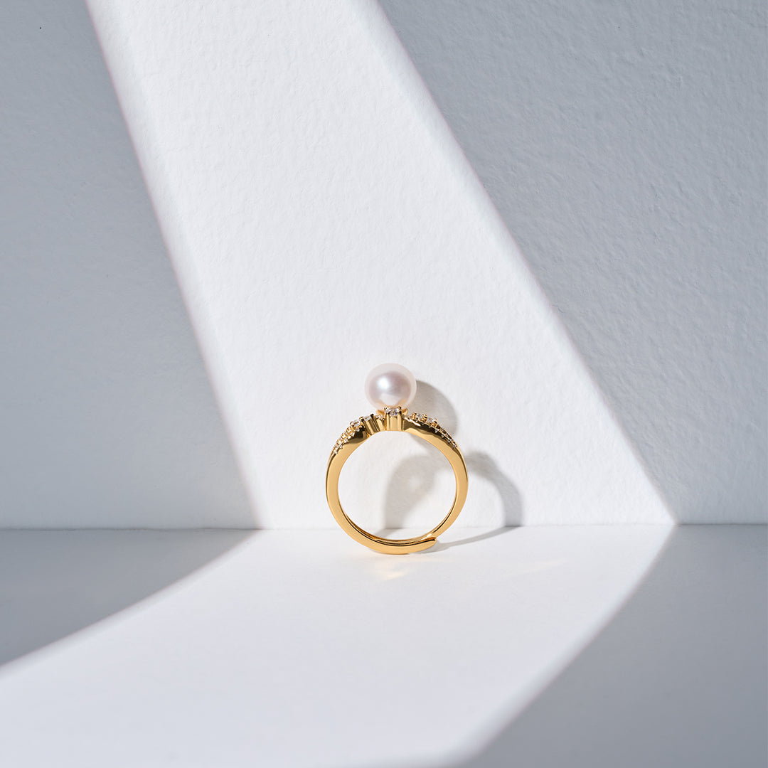 Bague en perles d'eau douce de qualité supérieure WR00267 | ÉTOILÉ