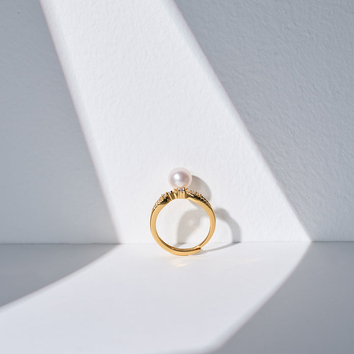 Bague en perles d'eau douce de qualité supérieure WR00267 | ÉTOILÉ