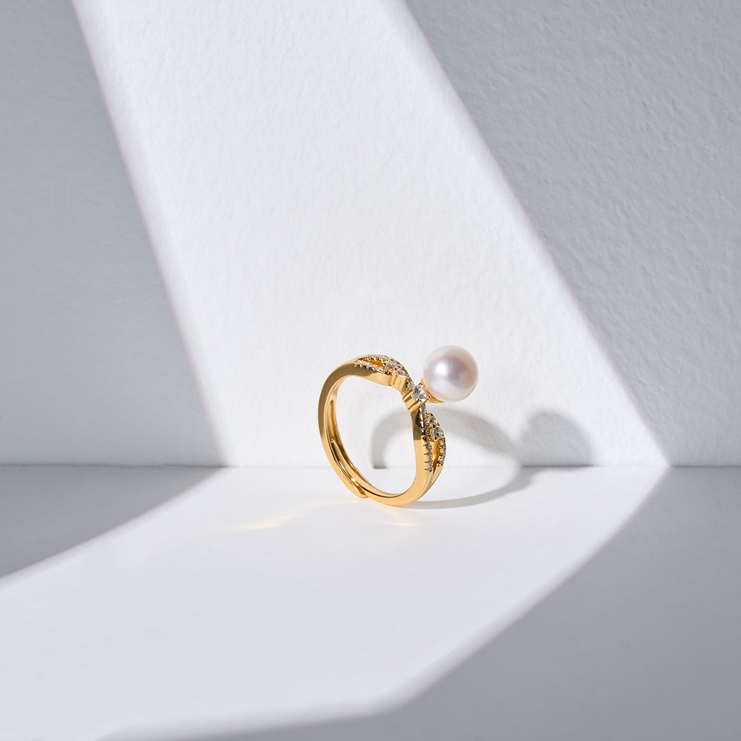 Anello con perla d'acqua dolce di prima qualità WR00267 | STELLATO