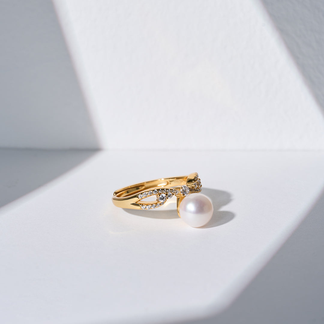 Bague en perles d'eau douce de qualité supérieure WR00267 | ÉTOILÉ