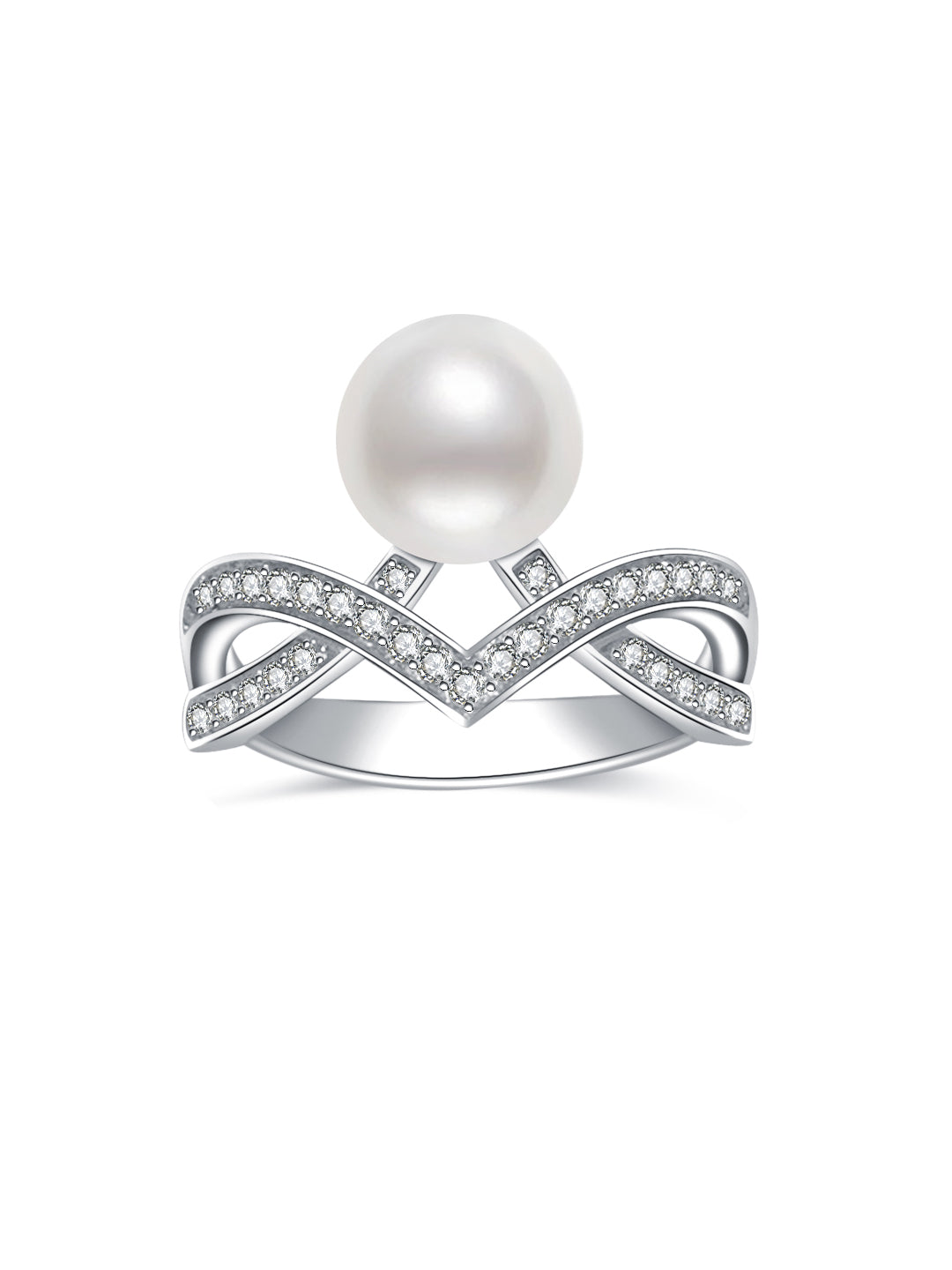 Anillo de perlas Akoya Hanadama de diamantes en oro macizo de 18 quilates KR00042 | Deseo