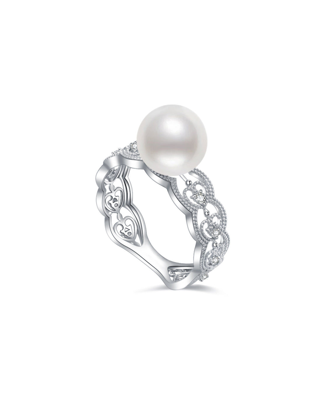 Cincin Mutiara Air Tawar Air Tawar Emas Pepejal 18K Pepejal KR00047 yang elegan