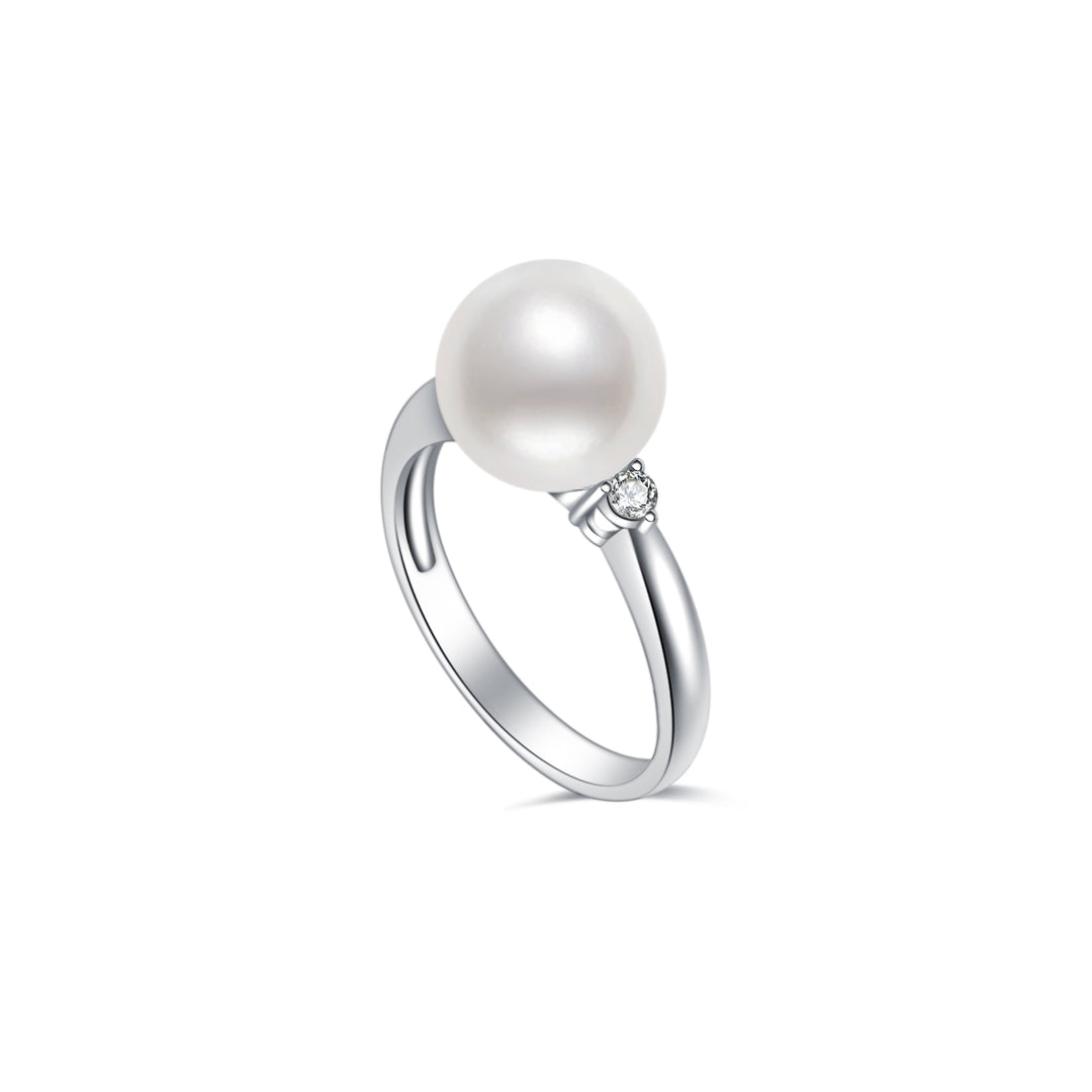 18K Diamond Australian White South Sea Pearl Ring KR00049 - PEARLY LUSTRE