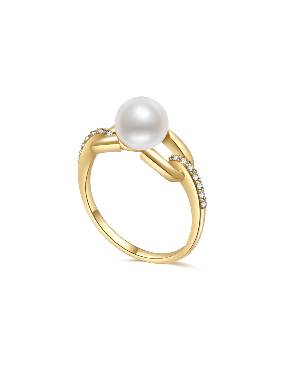 18K ソリッド ゴールド ダイヤモンド アコヤ花珠 パール リング KR00052
