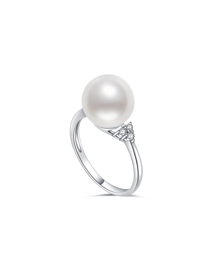 18K Diamond Australian White South Sea Pearl Ring KR00053