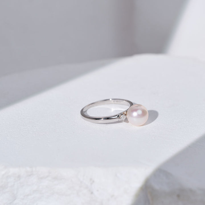 18K ダイヤモンド 花珠アコヤパールリング KR00054