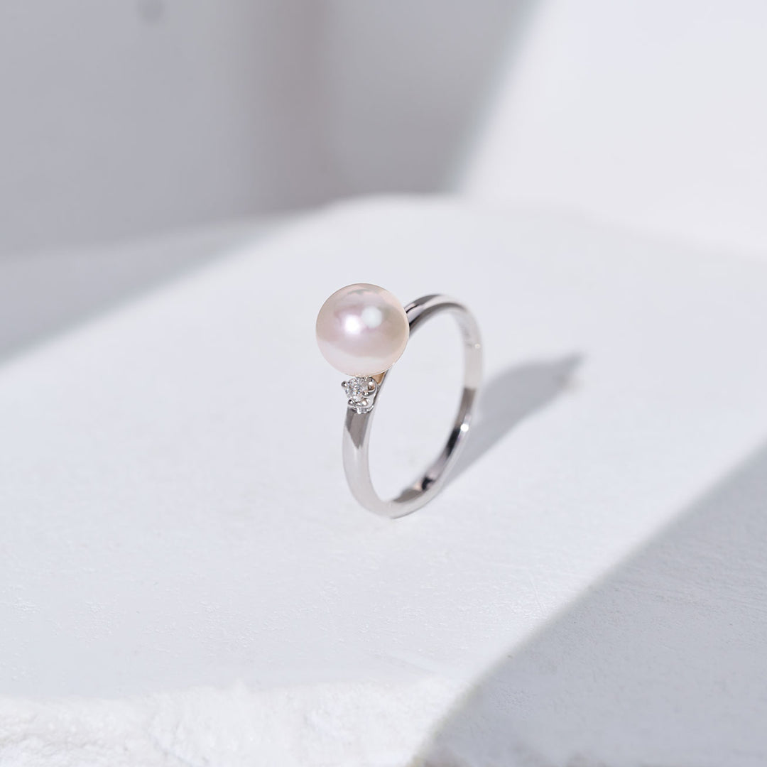 18K ダイヤモンド 花珠アコヤパールリング KR00054