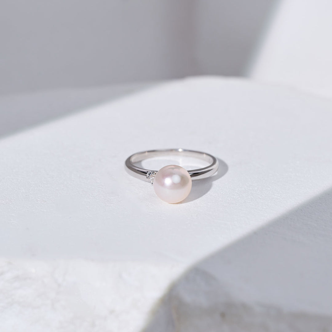 18K ダイヤモンド 花珠アコヤパールリング KR00054