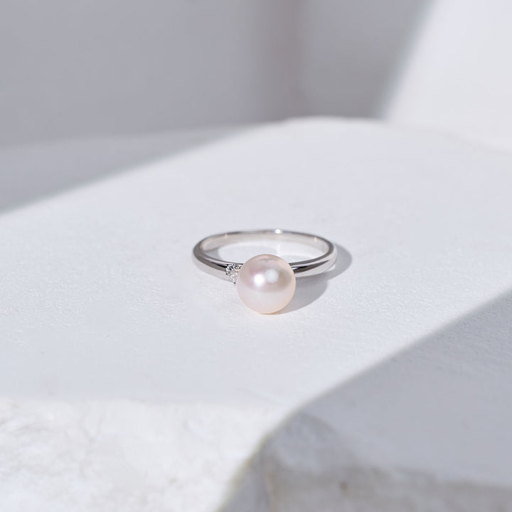 18K ダイヤモンド 花珠アコヤパールリング KR00054