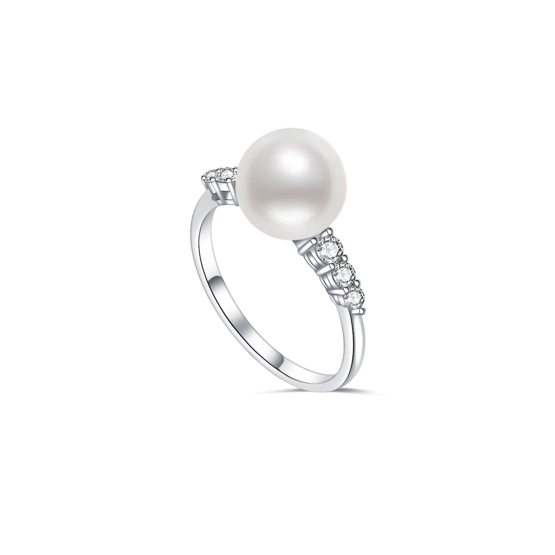 18K Diamond Australian White South Sea Pearl Ring KR00056 - PEARLY LUSTRE