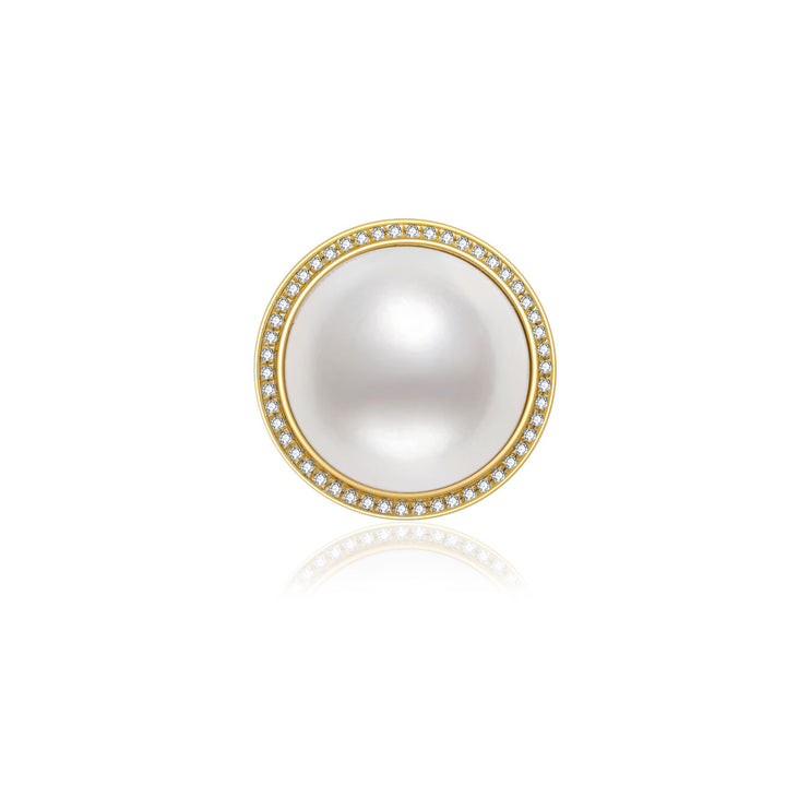 18K Diamond Edison Mabe Pearl Ring KR00057 - PEARLY LUSTRE