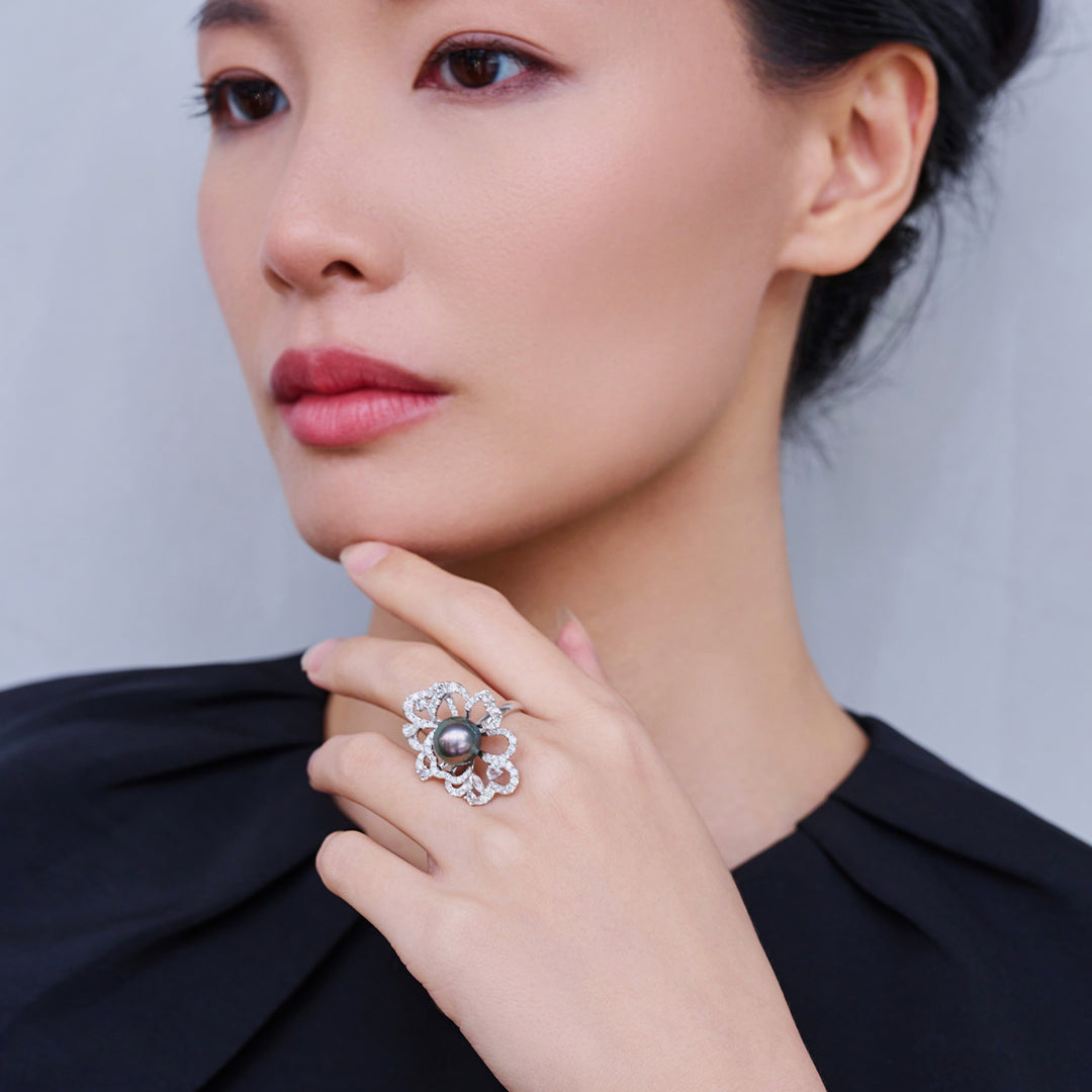 Bague en diamant et perle de Tahiti 18 carats KR00060