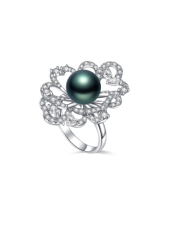 18K Diamond Tahitian Pearl Ring KR00060