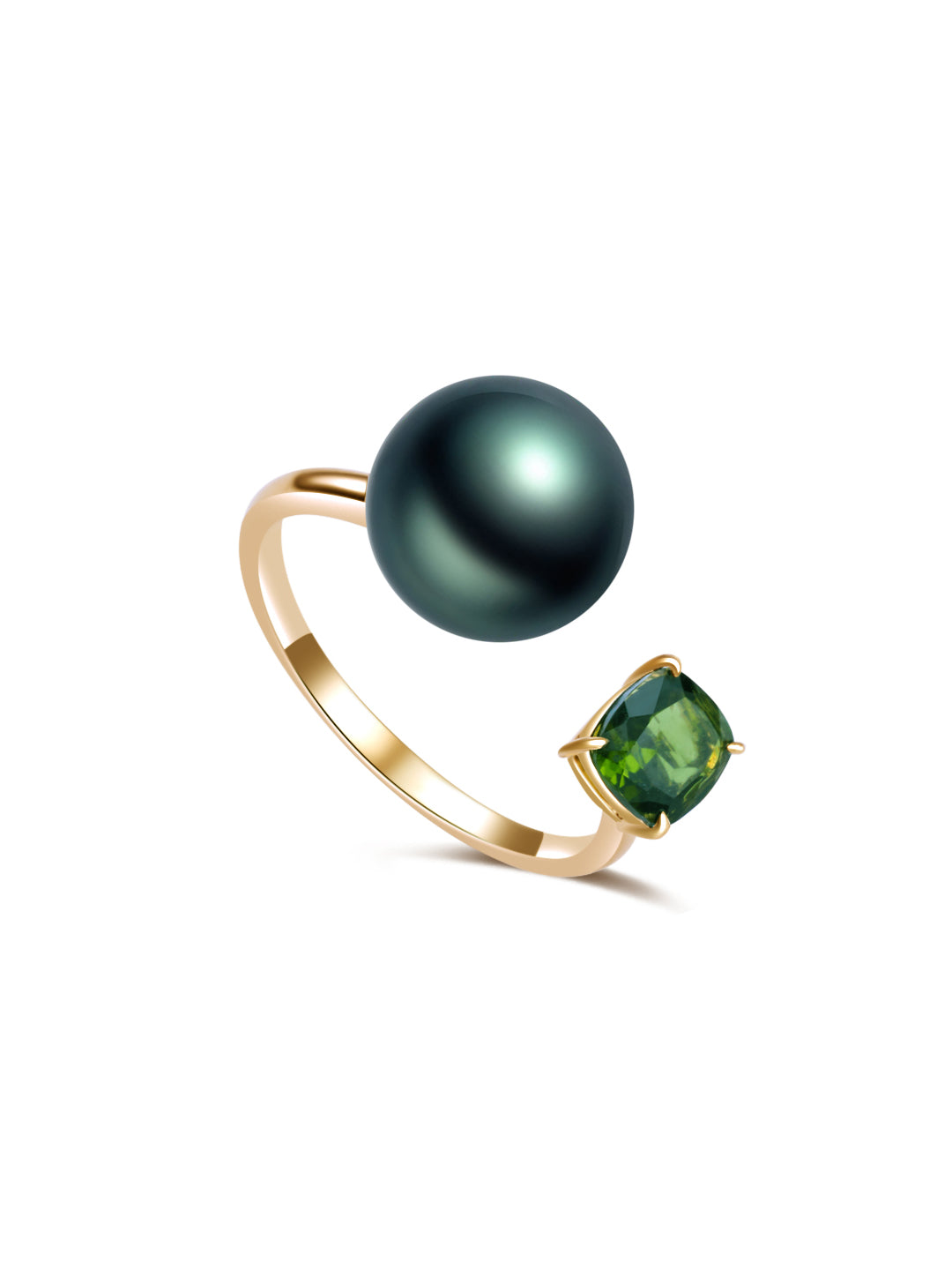Anillo de perlas de Tahití de oro macizo de 18 quilates KR00062