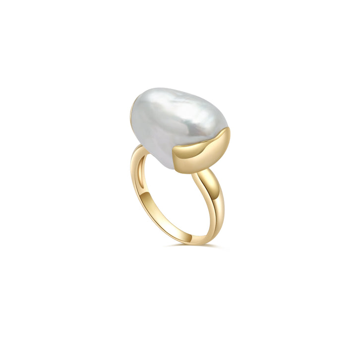 18K Solid Gold Saltwater Baroque Pearl Ring KR00065 - PEARLY LUSTRE