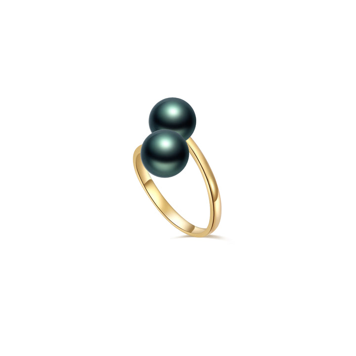 18K Solid Gold Tahitian Pearl Ring KR00068 - PEARLY LUSTRE