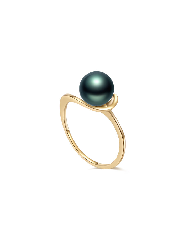 18K Solid Gold Tahitian Pearl Ring KR00069