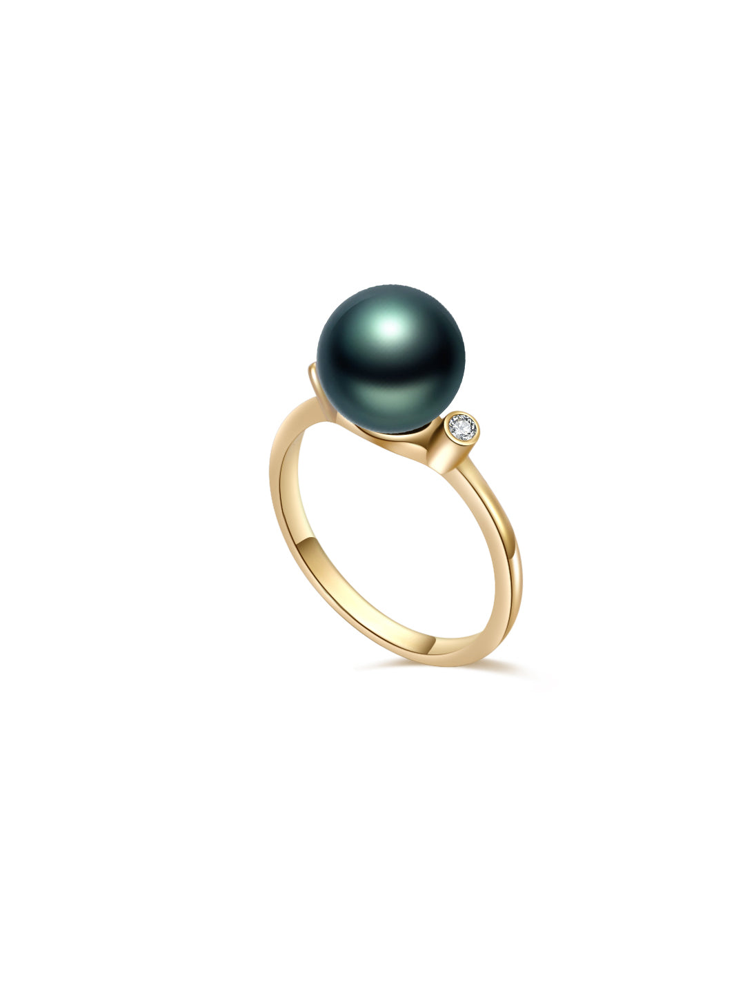 18K Solid Gold Tahitian Pearl Ring KR00070