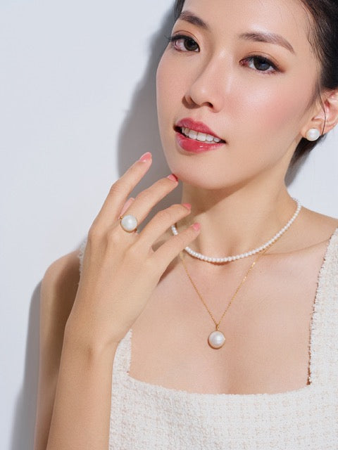 18K Gold Mabe Pearl Ring KR00075 | DOME