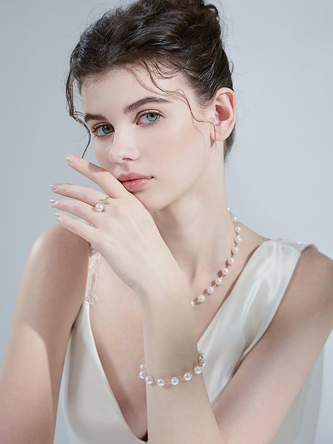 18K 純金鑽石 Akoya Hanadama 珍珠戒指 KR00077