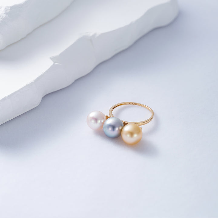 18K Solid Gold South Sea Golden Pearl Ring KR00080 - PEARLY LUSTRE