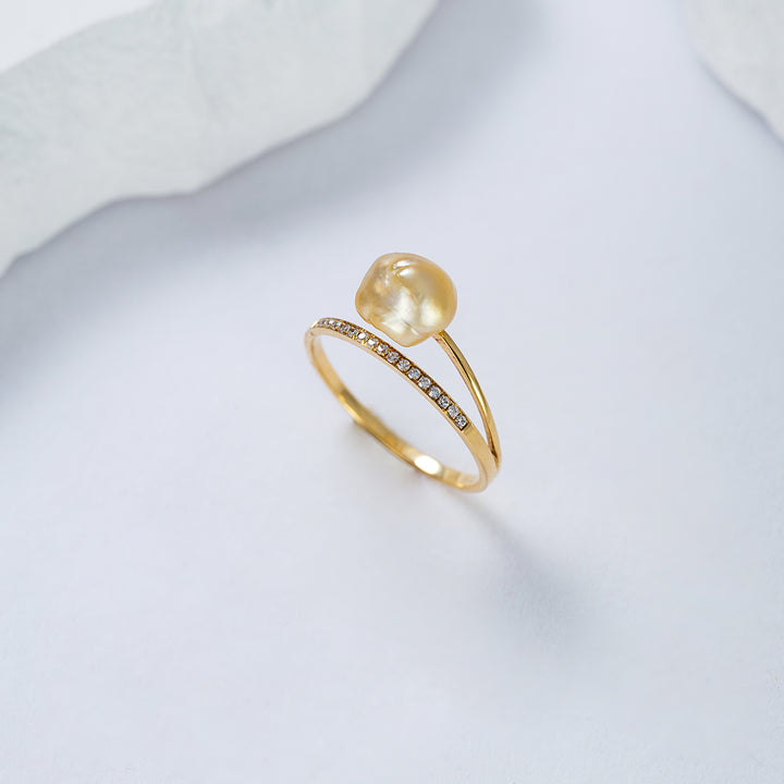 18K South Sea Golden Pearl Ring KR00082 - PEARLY LUSTRE