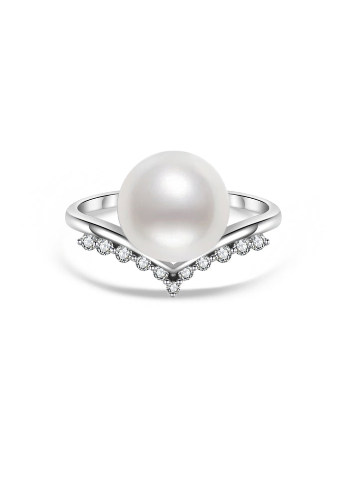 Anello con perla bianca australiana dei Mari del Sud con diamante 18 carati KR00083