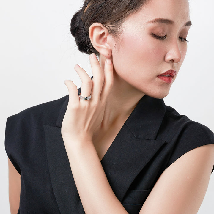 18K Solid Gold Tahitian Pearl Ring KR00087 - PEARLY LUSTRE