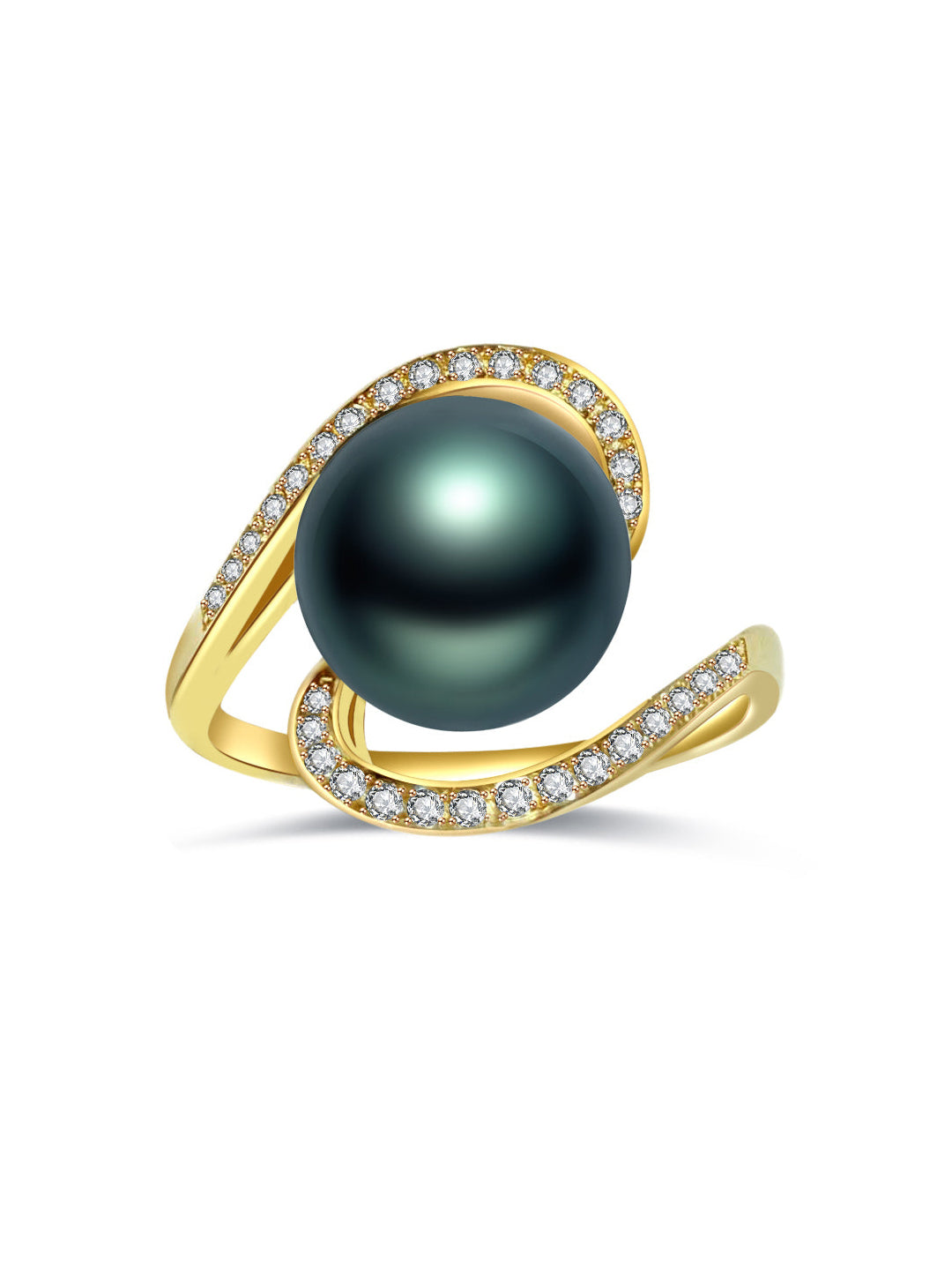 Bague en or 18 carats avec perles d'eau salée de Tahiti KR00088