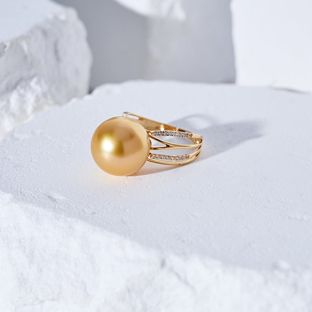 18K 순금 남해 황금진주 반지 KR00090
