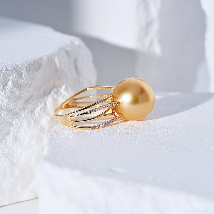 18K 순금 남해 황금진주 반지 KR00090