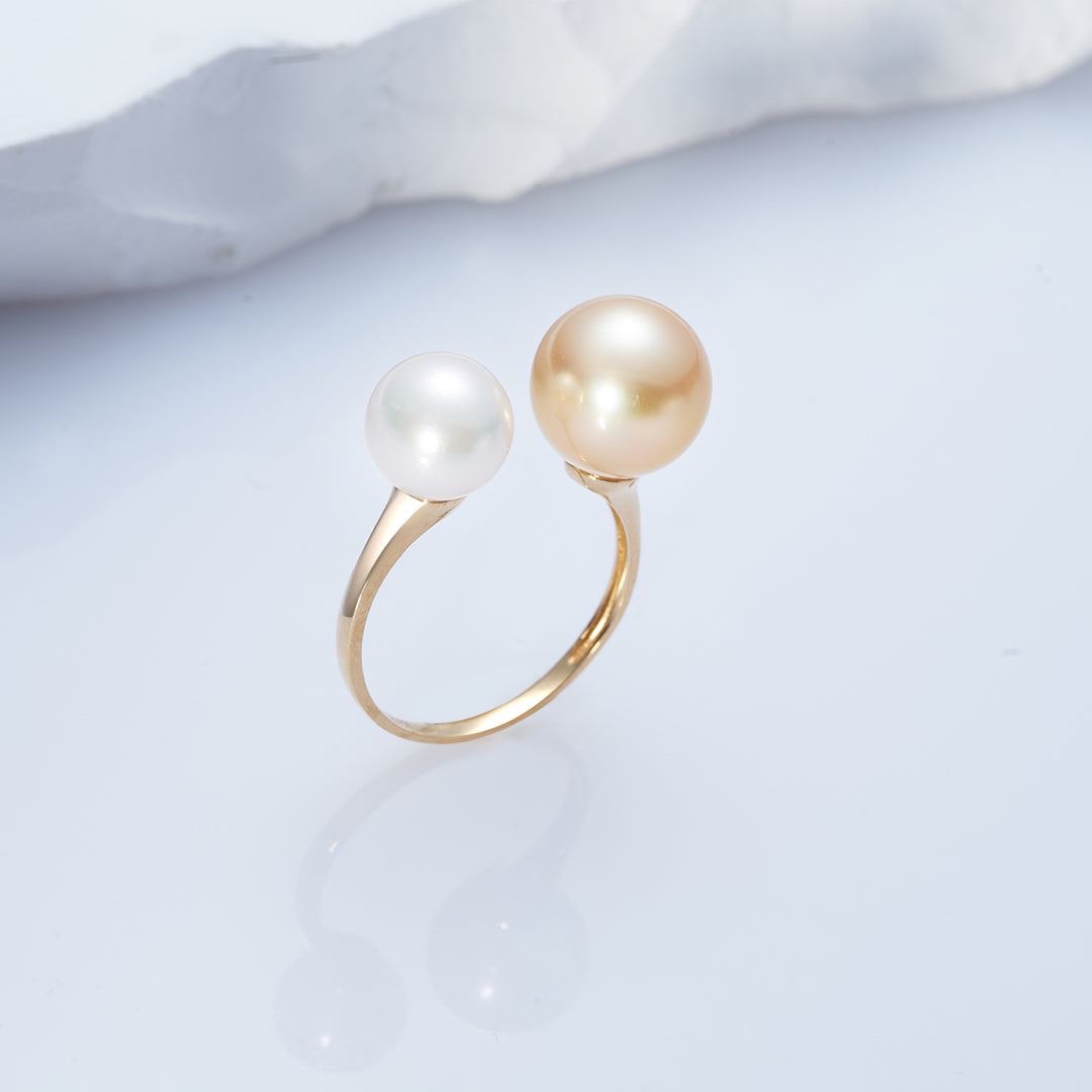 18K Gold Southsea & Akoya Pearls Ring KR00092