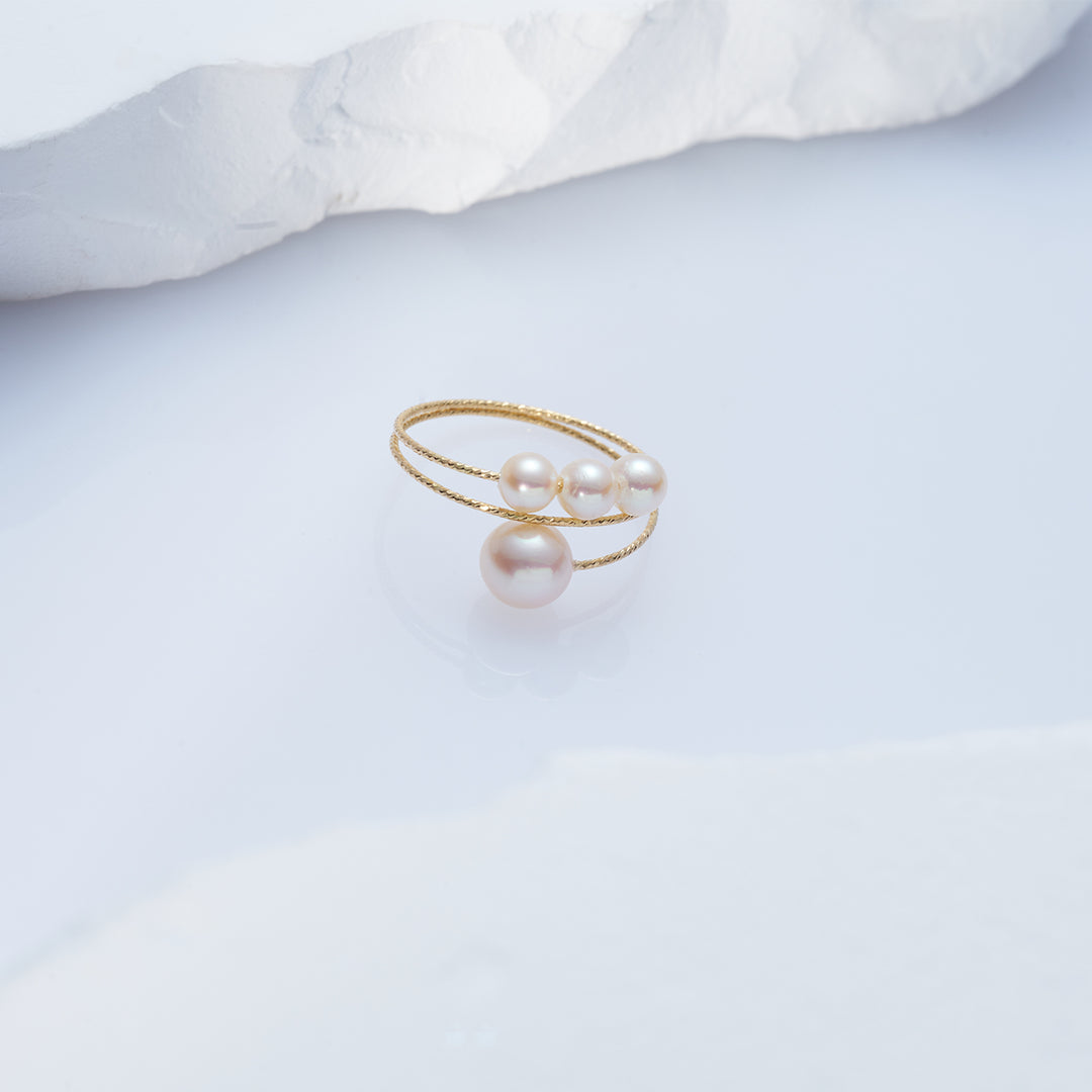 18K Gold Cream Akoya Pearl Ring KR00095