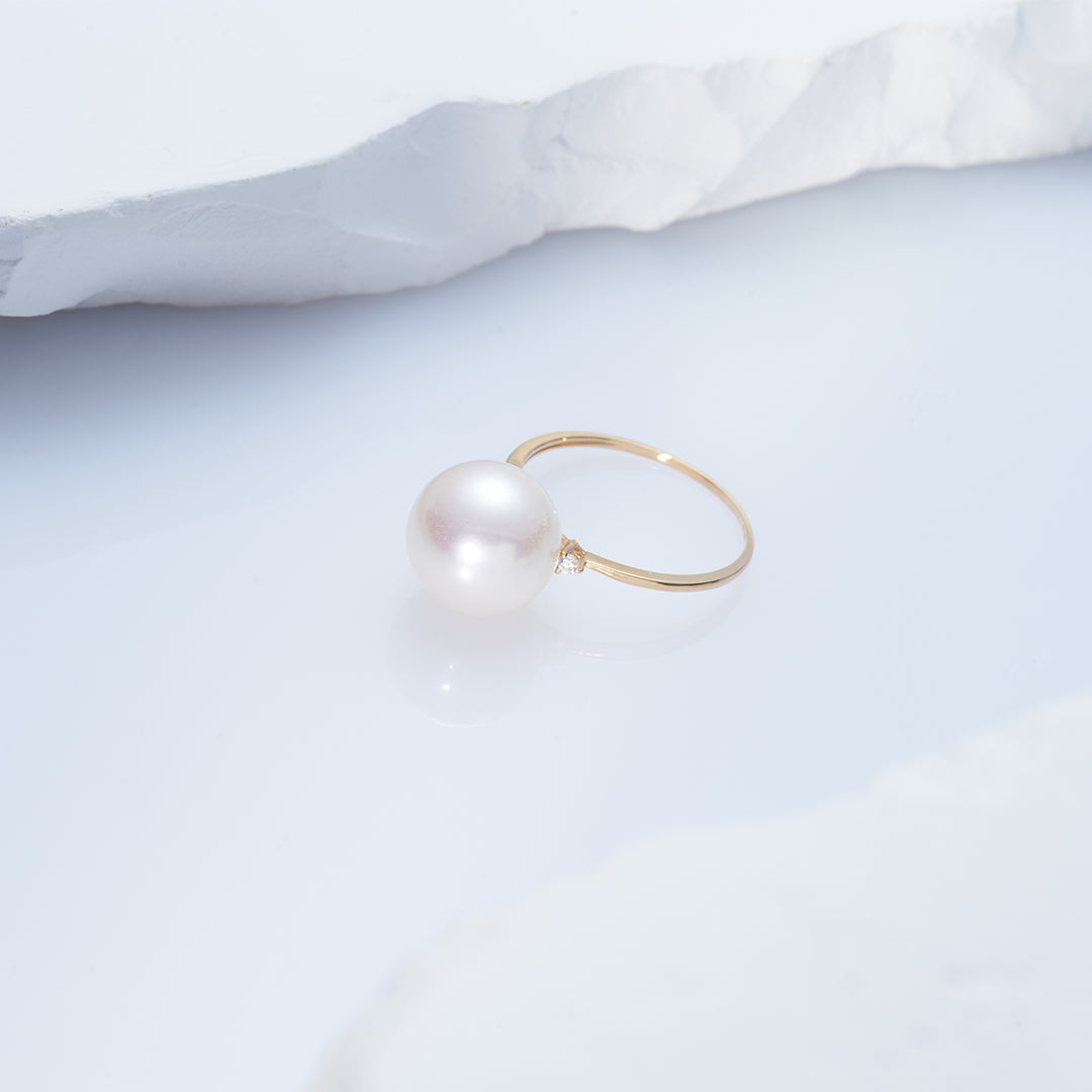 18K Gold Edison Pearl Ring KR00096 - PEARLY LUSTRE