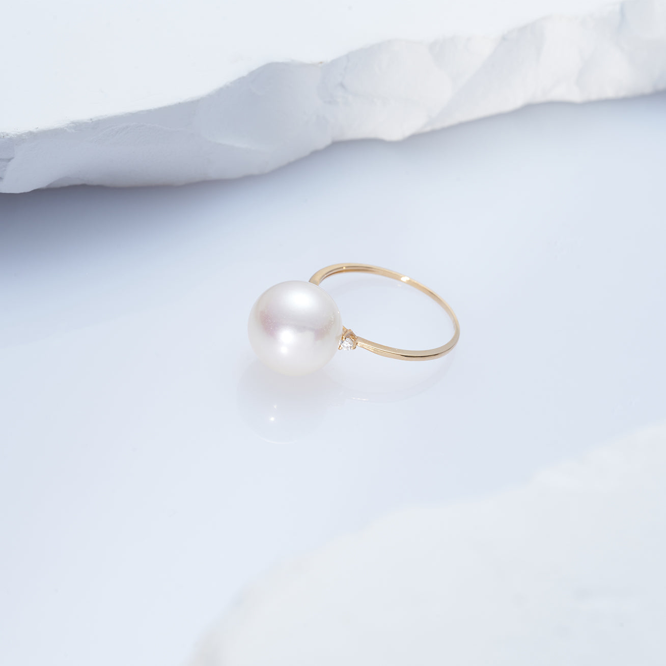 18K Gold Edison Pearl Ring KR00096 - PEARLY LUSTRE