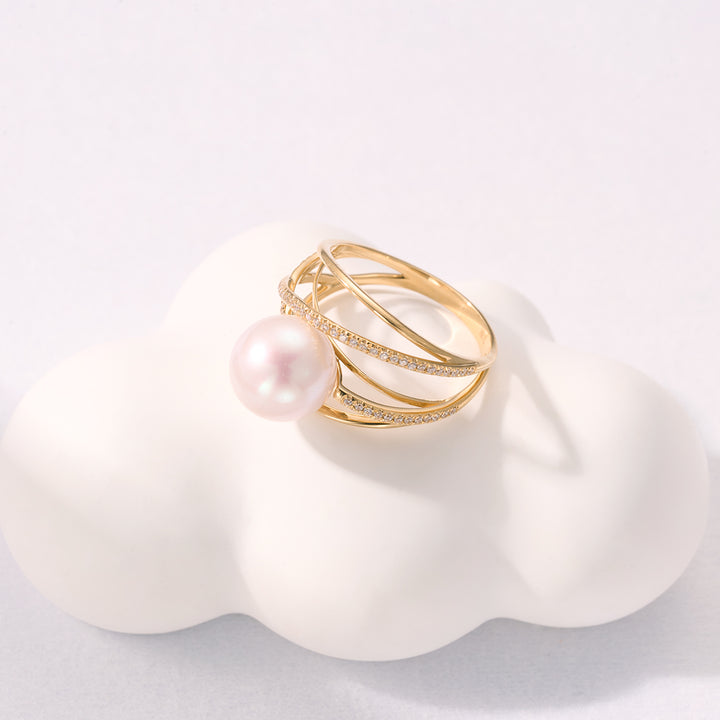 Anello con perla d'acqua dolce 18K KR00100 | Si Dian Jin