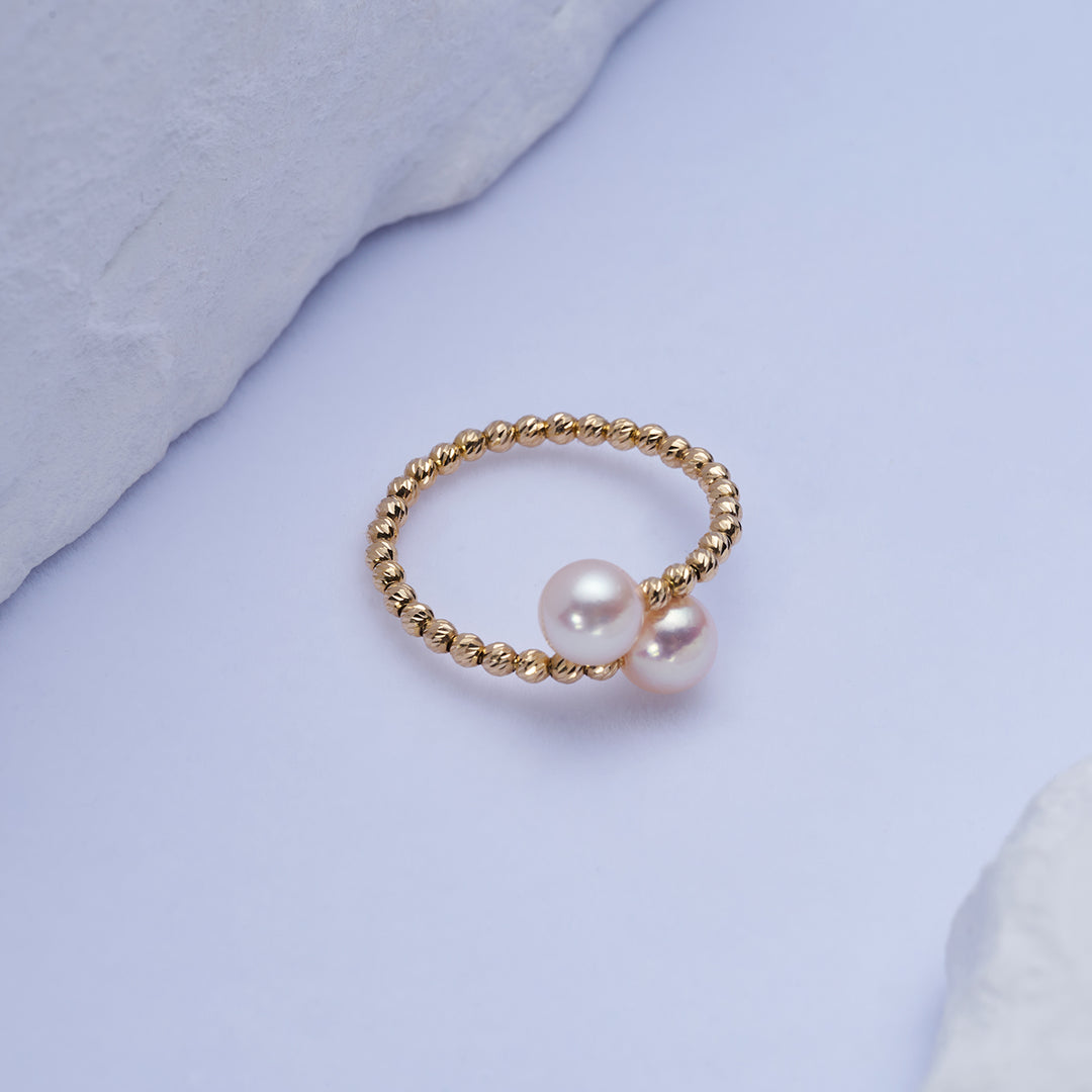 18k Solid Gold Akoya Pearl Ring KR00101