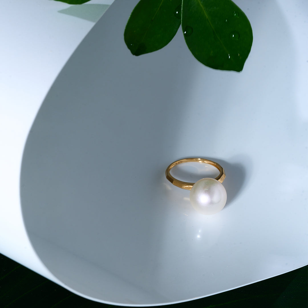 Top Grade 18K Gold Edison Pearl Ring KR00111 - PEARLY LUSTRE