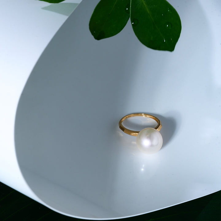 Cincin Mutiara Edison Gred Teratas 18K Emas KR00111