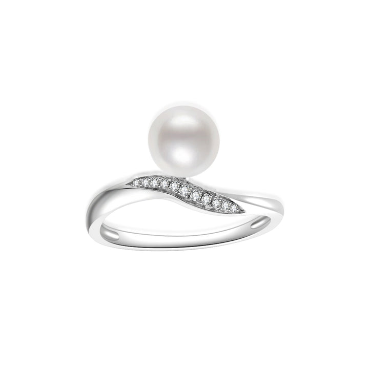 18K Solid Gold Diamond Akoya Hanadama Pearl Ring KR00116