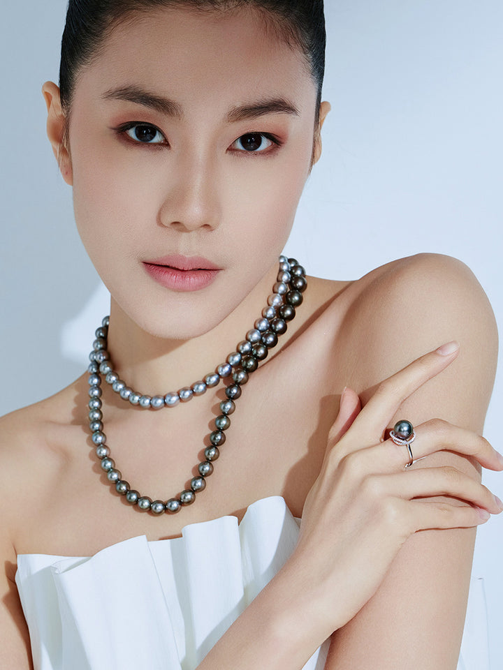 18K 순금 오로라 공작 타히티 진주 목걸이 KN00091