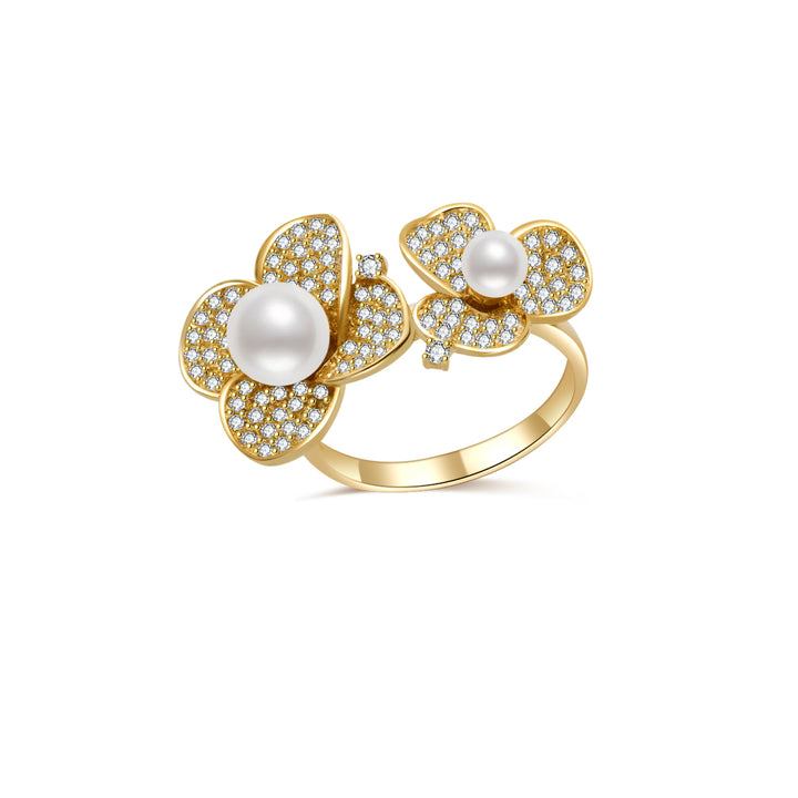 18k Solid Gold Akoya Pearl Ring KR00121