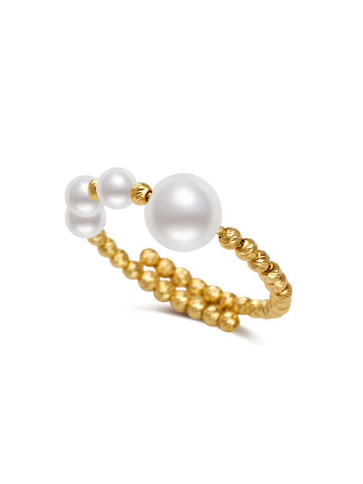 18k Massiver Gold Akoya Perlenring KR00136